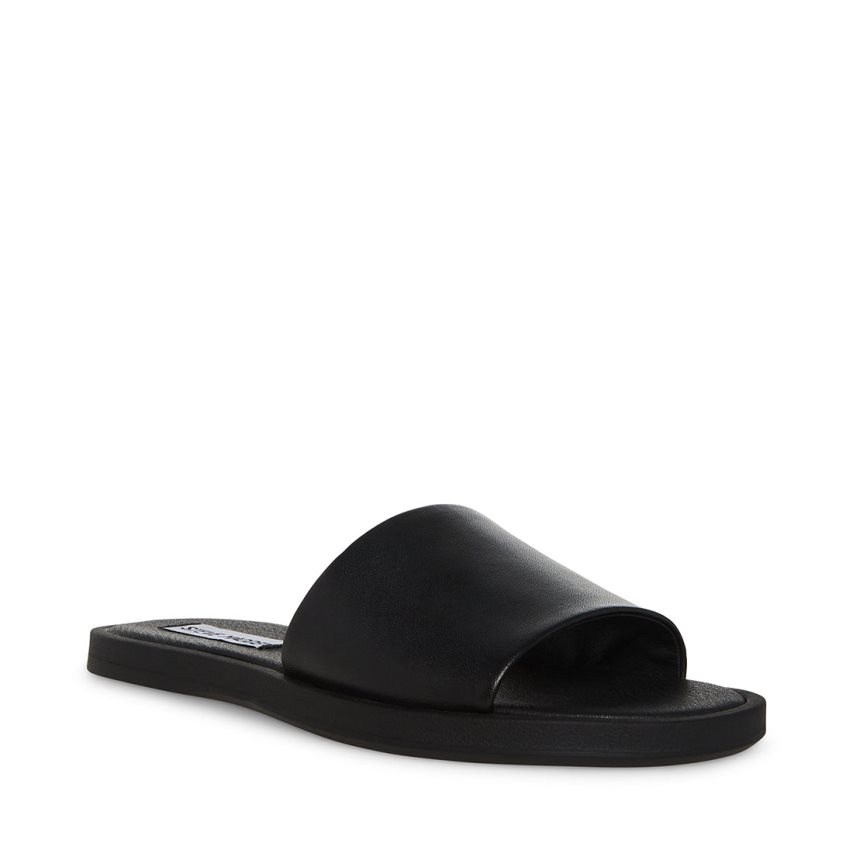 Sandalias de Diapositivas Steve Madden Kaya Cuero Mujer Negras | ES NYE823